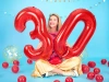 Foil balloon Number "3" Three - 86 cm - red