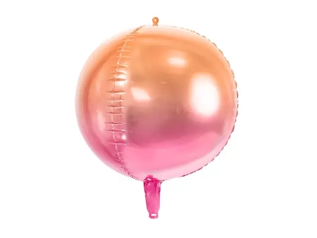 Foil balloon Ombre ball - 35cm - pink and orange