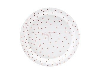 Paper plates - White - Rose gold dots - 18cm - 6 pieces