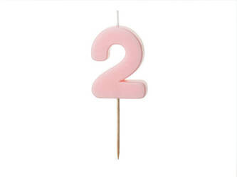 Birthday candle - Number 2 - light pink - 5,5cm - 1pc.