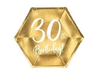 Birthday plates - 30th Birthday! - Gold - 6 pieces