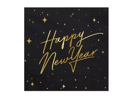 Paper napkins - Happy New Year - Black - 33x33cm - 20 pieces