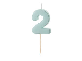 Birthday candle - Number 2 - mint - 5,5cm - 1pc.