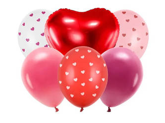 Set of Balloons - Be Mine Valentine - mix - 6 pcs