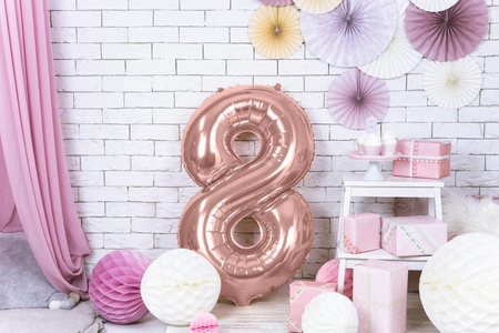 Foil balloon - Number "8" - Pink gold - 86 cm