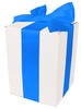 WHITE CARDBOARD BOX - with blue ribbon - 15x15x20cm