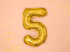 Foil balloon - Number "5" - Gold - 35 cm 