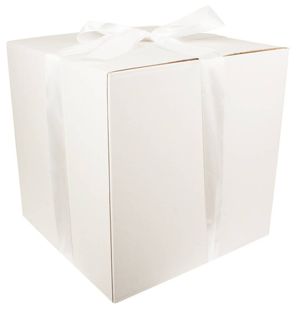 HUGE WHITE CARDBOARD BOX - with light cream ribbon - 60x60x60cm