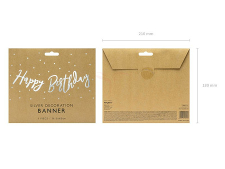 Birthday banner - Happy Birthday - Silver - 16.5 x 62 cm