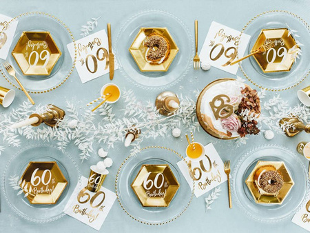 Birthday plates - 60th Birthday! - Gold - 6 pieces 