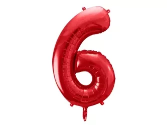 Foil balloon Number "6" Six - 86 cm - red