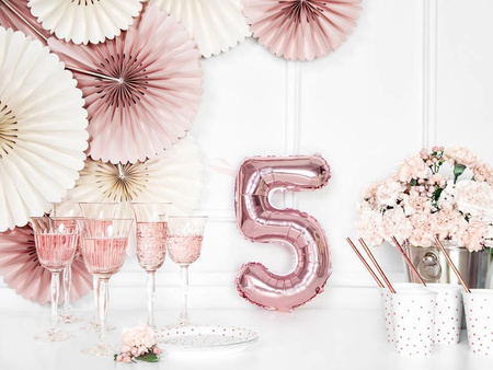 Foil balloon - Number "5" - Pink gold - 35 cm 