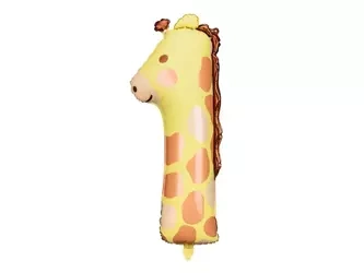 Foil balloon - Number 1 - Giraffe - 42 x 90 cm - 1 pc.