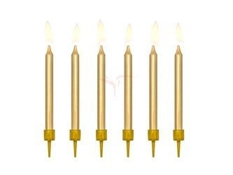 Smooth birthday candles - gold - 6 cm - 6 pcs.