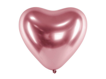 Latex balloons 30cm - Hearts - Glossy - Pink Gold - 50 pieces