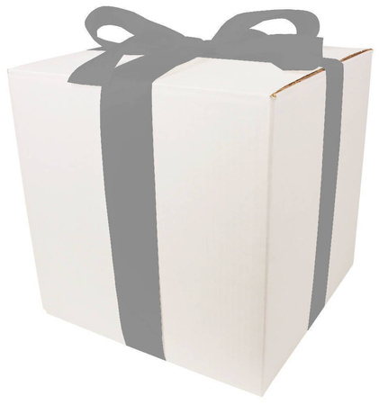 WHITE CARDBOARD BOX - with silver ribbon - 30x30x30cm