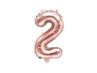 Foil balloon - Number "2" - Pink gold - 35 cm