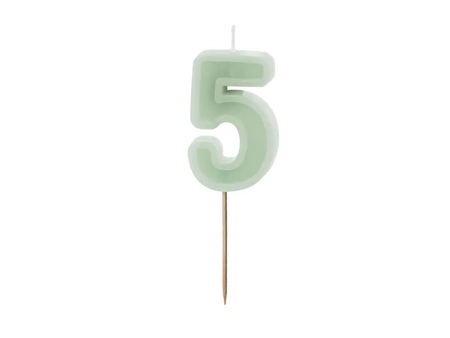 Birthday candle - Number 5 - Green - 6cm