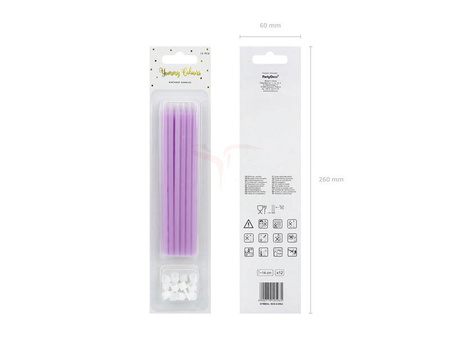 Birthday candles - Smooth - Lilac - 14cm - 12 pieces