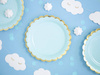 Plates - light blue with gold edges - 18 cm - 6 pcs