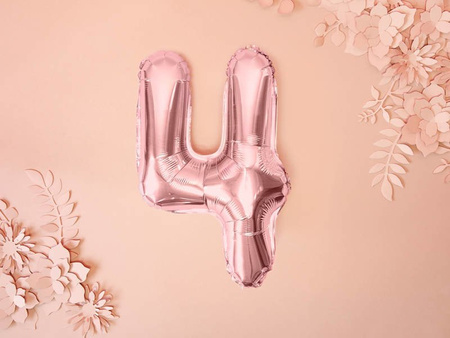 Foil balloon - Number "4" - Pink gold - 35 cm 