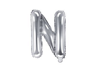 Foil balloon - Letter "N" - Silver - 35 cm