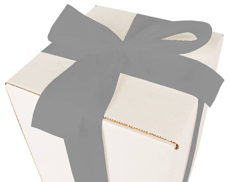 WHITE CARDBOARD BOX - with silver ribbon - 20x20x25cm