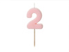 Birthday candle - Number 2 - light pink - 5,5cm - 1pc.