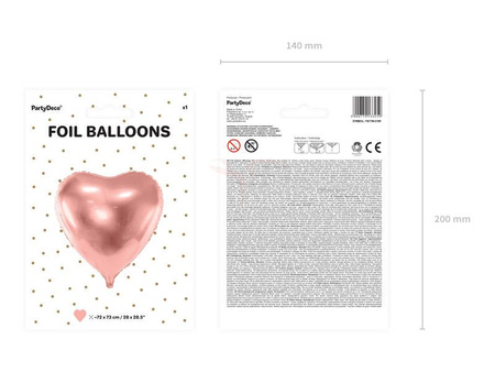 Foil balloon - Heart - Pink Gold - 72 x 73 cm