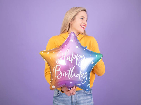 Foil balloon - Happy Birthday star! - Colorful - 40 cm