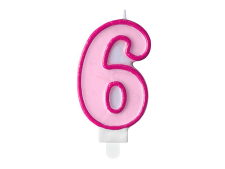 Birthday candle - Number 6 - Pink - 7 cm