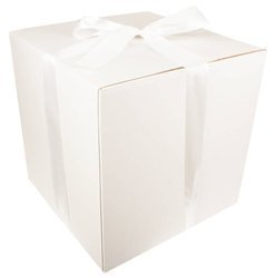 WHITE CARDBOARD BOX - with light cream ribbon - 40x40x40cm