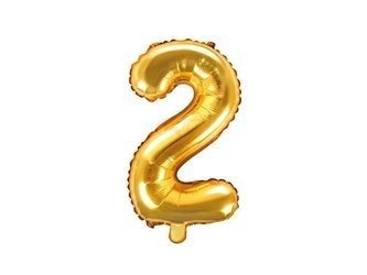 Foil balloon - Number "2" - Gold - 35 cm