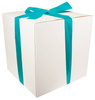 HUGE WHITE CARDBOARD BOX - with turquoise ribbon - 60x60x60cm