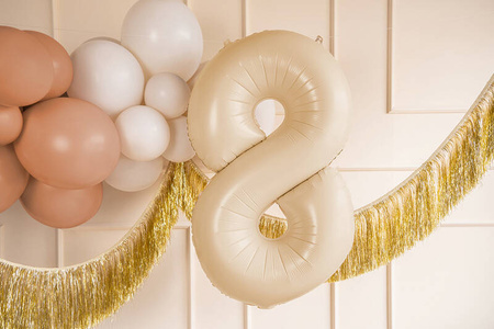 Foil balloon - Number 8 - beige - 72 cm