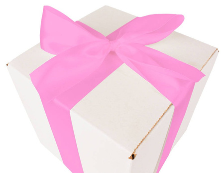 WHITE CARDBOARD BOX - with pink ribbon - 20x20x20cm