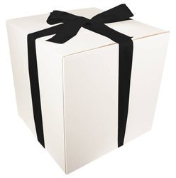 HUGE WHITE CARDBOARD BOX - with black ribbon - 60x60x60cm