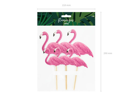 Cake topper - Aloha Flamingos - 15-23.5 cm - 6 pcs