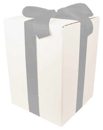 WHITE CARDBOARD BOX - with silver ribbon - 35x25x25cm