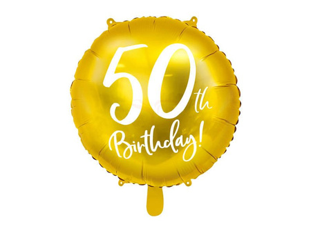 Foil Balloon - Round - 50th Birthday! - Gold - 45cm