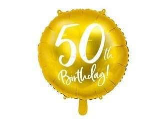 Foil Balloon - Round - 50th Birthday! - Gold - 45cm