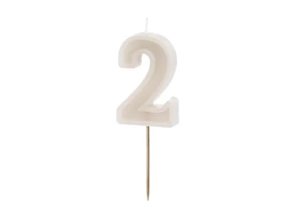 Birthday candle - Number 2 - Beige - 6cm