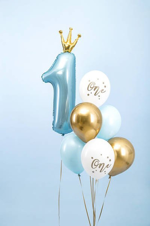 Balloons 30 cm - One - Birthday - Pastel Pure White - 50 pcs.