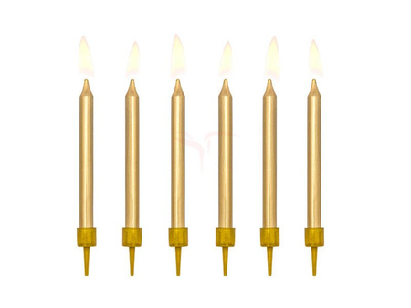 Smooth birthday candles - gold - 6 cm - 6 pcs.