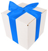 WHITE CARDBOARD BOX - with blue ribbon - 20x20x20cm