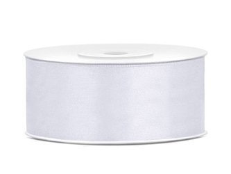 Satin ribbon - White - 25 mm x 25 m