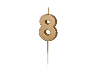 Birthday candle - Number 8 - Gold - 4.5 cm