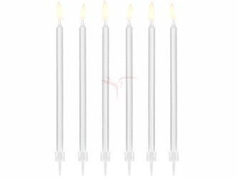 Birthday candles - Smooth - White - 14cm - 12 pieces