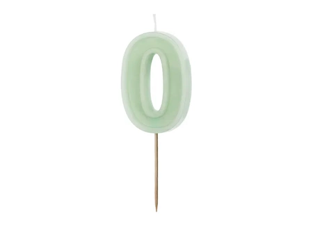 Birthday candle - Number 0 - Green - 6cm