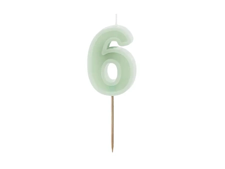 Birthday candle - Number 6 - Green - 6cm